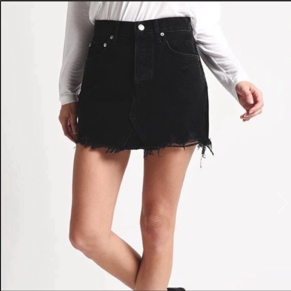 Agolde Quinn Black Denim Jean Skirt